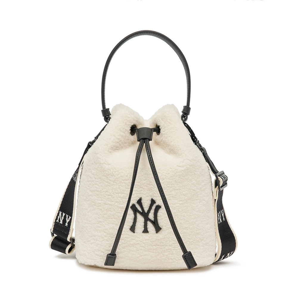 Túi MLB Basic Small Logo Fleece Bucket Bag New York Yankees Cream ( 3ABMS0626-50CRS ) - Chính Hãng 