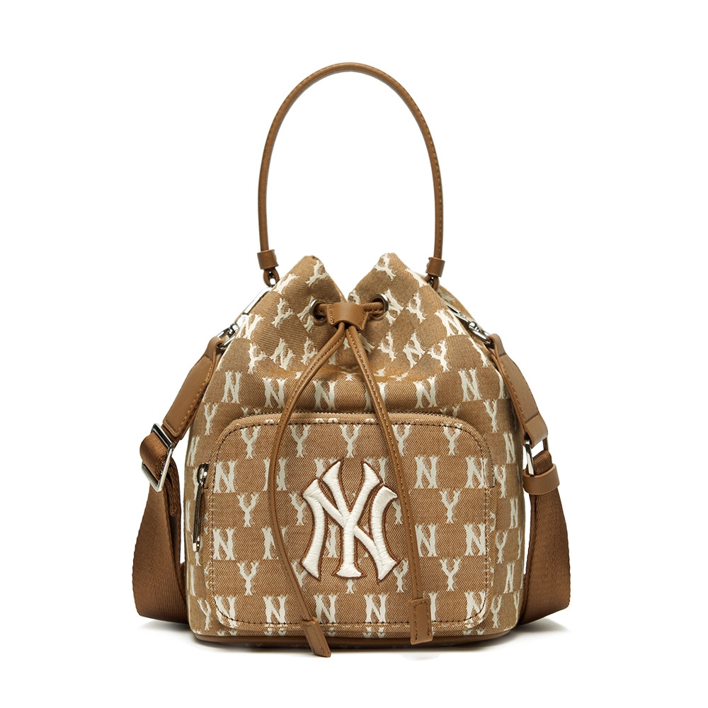 Túi MLB Monogram Jacquard Bucket Bag New York Yankees Beige ( 32BG34111-50B ) - Chính Hãng 
