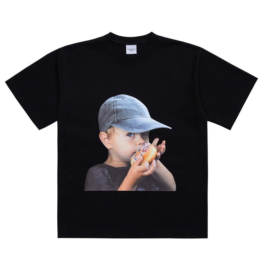 Áo ADLV Baby Face Short Sleeve T-Shirt Black Cap Boy - Chính Hãng