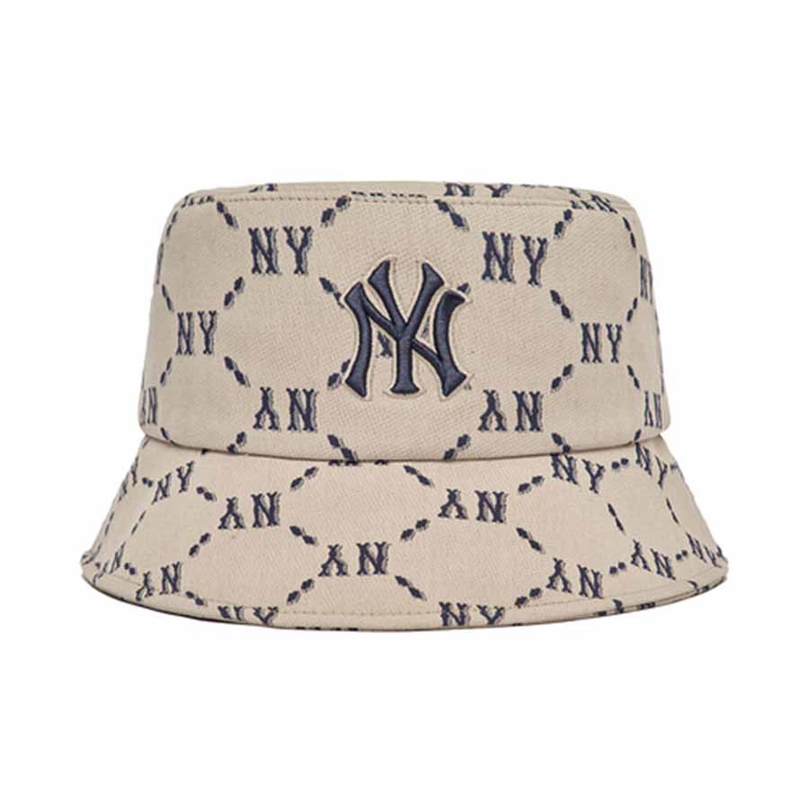 Mũ MLB Monogram Bucket Hat New York Yankees Beige - 3AHTM032N-50BGS - Chính Hãng