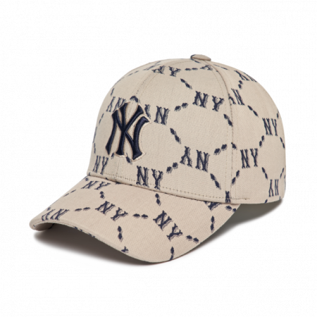Mũ MLB Monogram Diamond Structure Ball Cap New York Yankees Beige - 3ACPM032N-50BGS - Chính Hãng