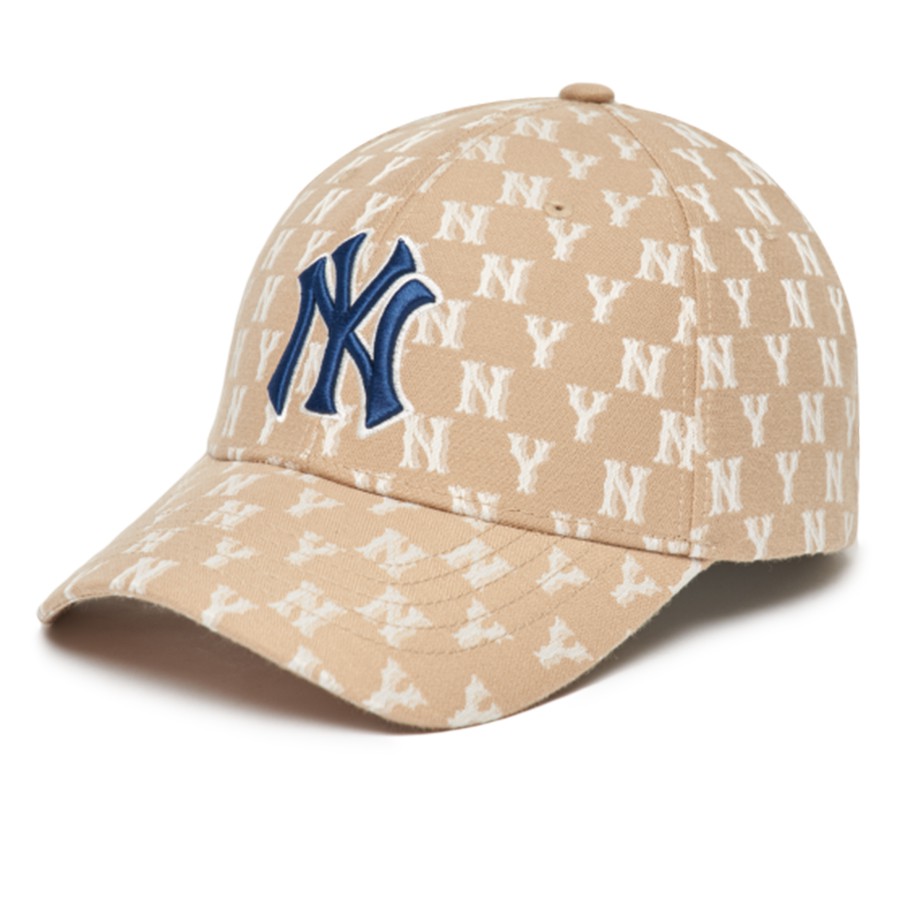 Mũ MLB Monogram Ball Cap New York Yankees Beige- 3ACPFF02N-50BGD - Chính Hãng